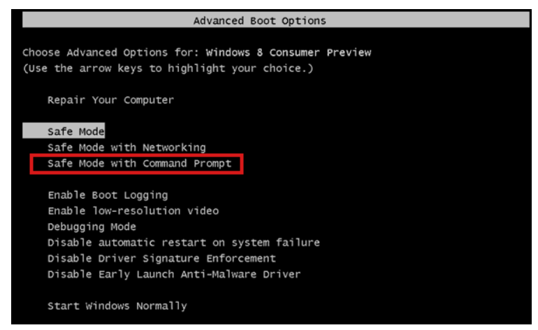 Safe Mode with Command Prompt