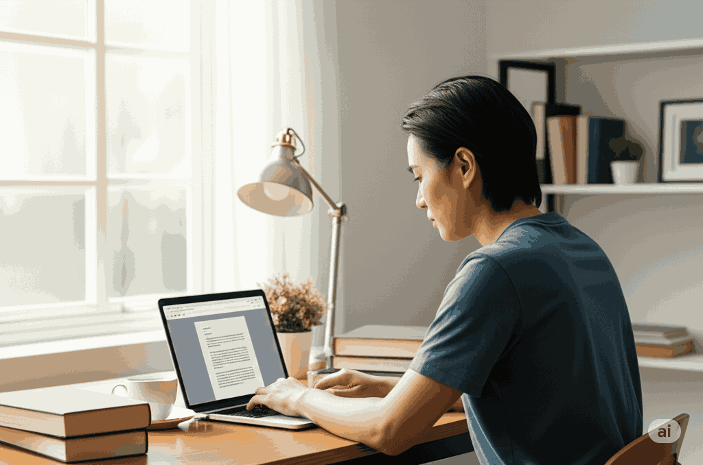 Studying on a laptop