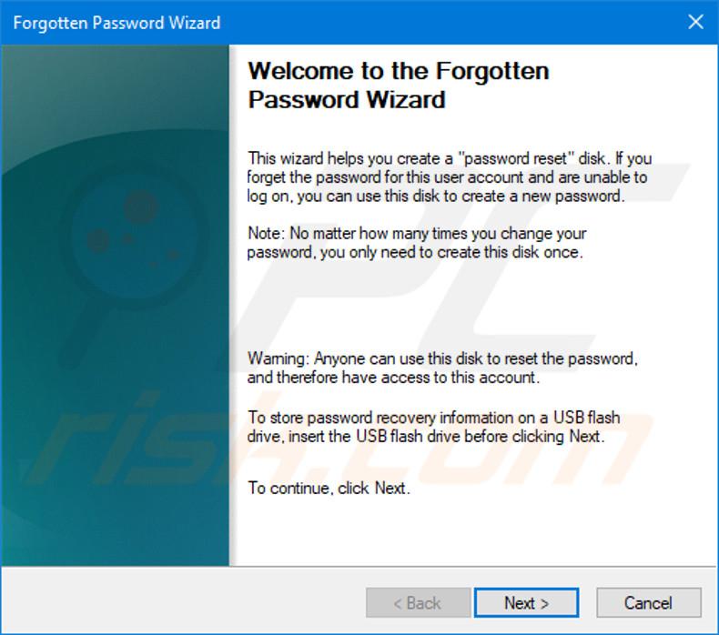 Use a password reset disk