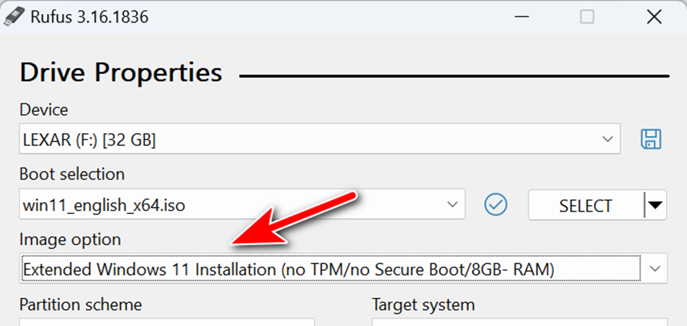 Rufus Image Option