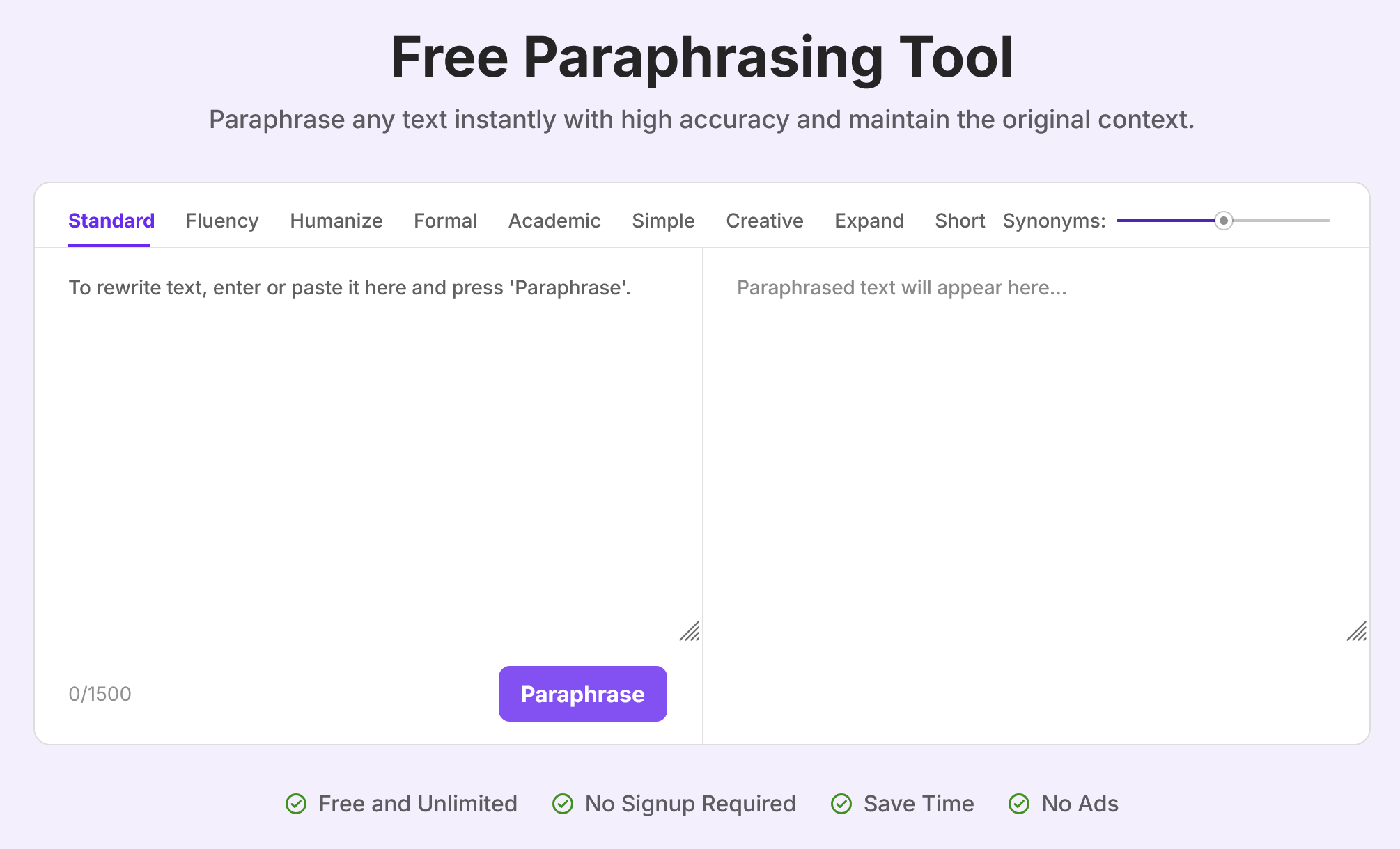 Toolsmart Paraphrasing Tool