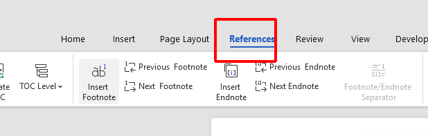 Click “References,”