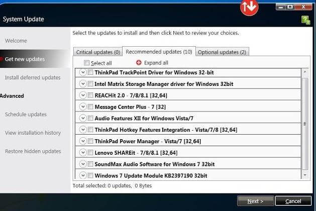 Image of updates for installation