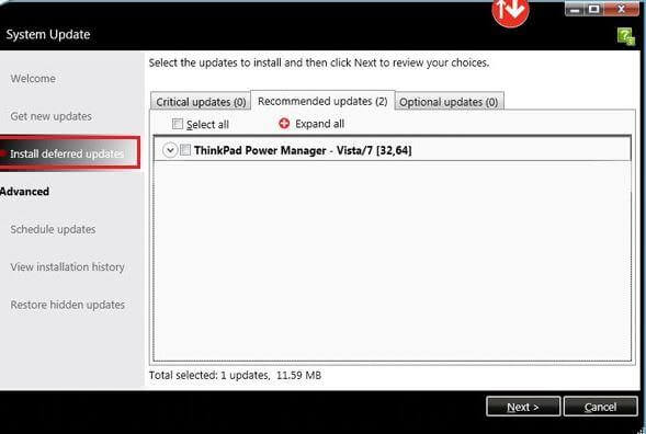 Image of how to install updates on Lenovo