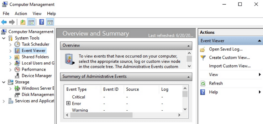 check the boxes for “Critical” and “Error”