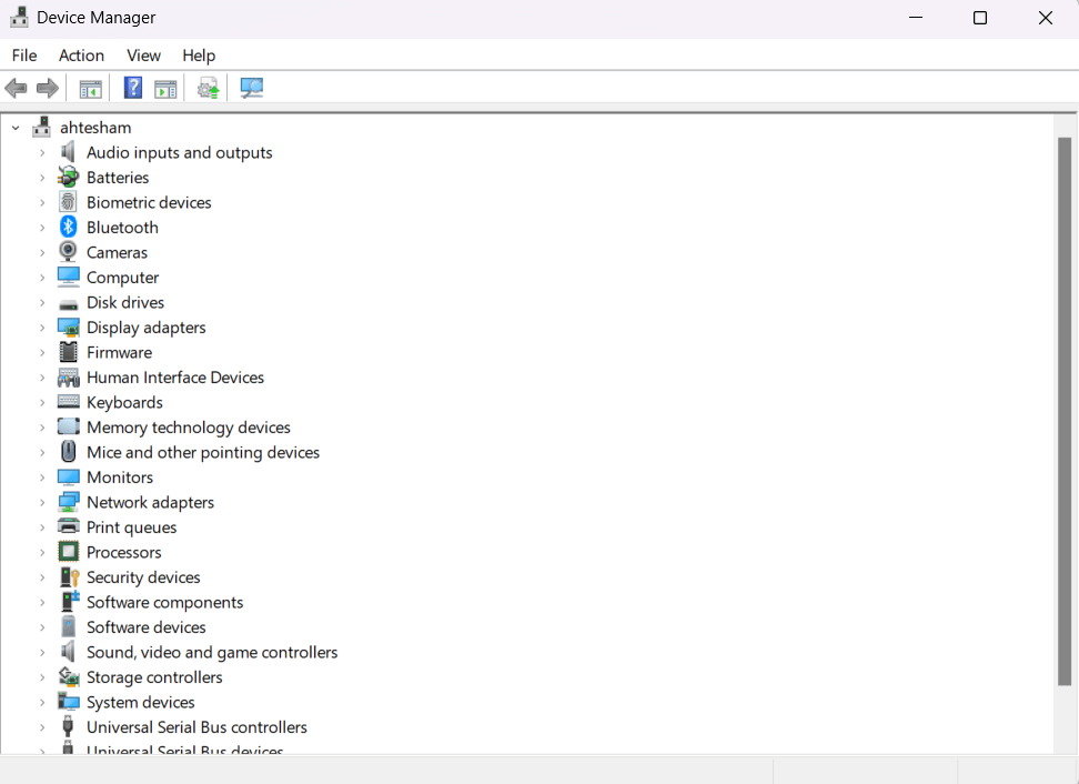 Expand categories like Processors, Display Adapters, Network Adapters, or Disk Drives