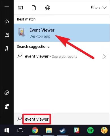 Type “Event Viewer”
