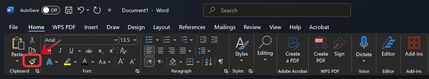 Click the format painter