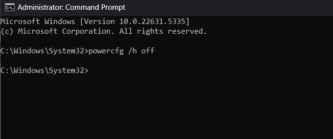  Disable Hibernation Command