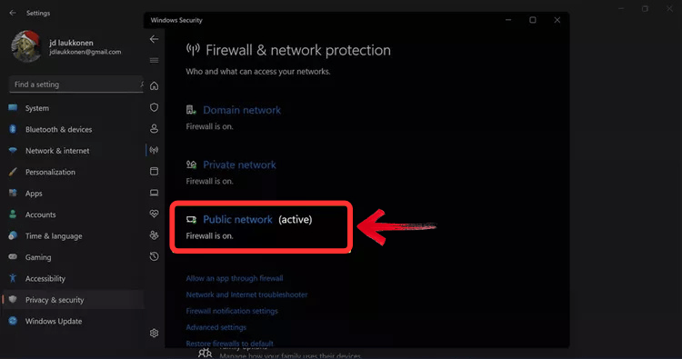 Click the public network