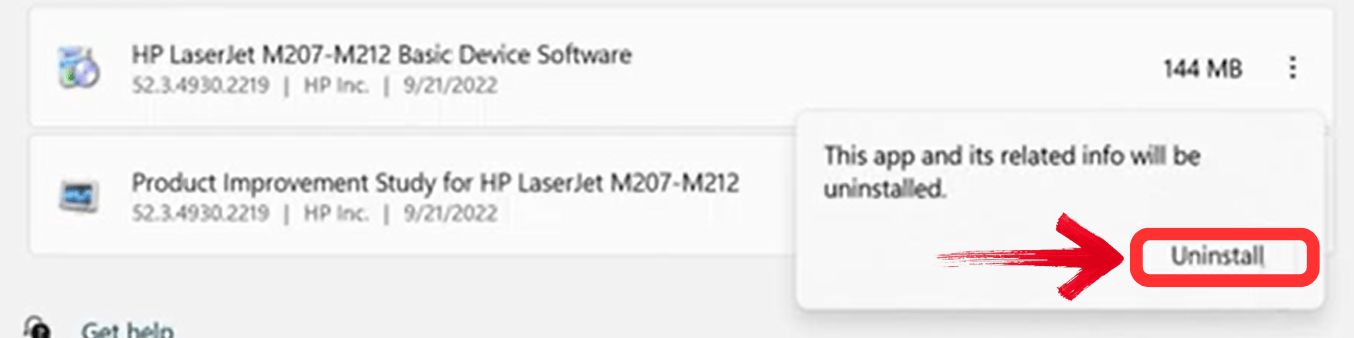 Click uninstall again