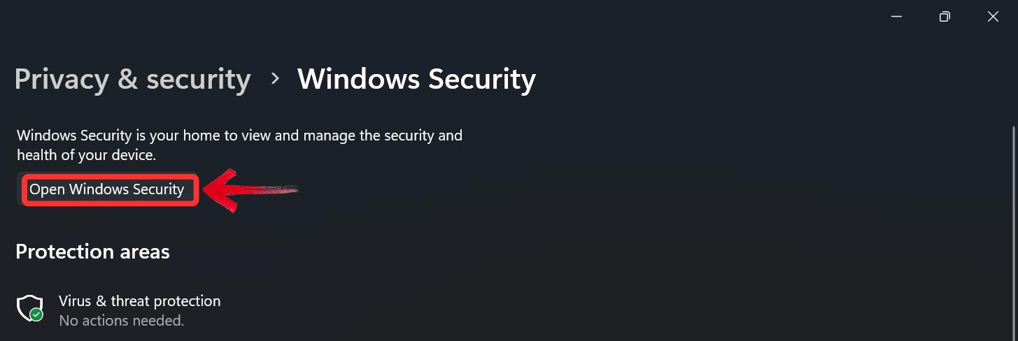 Open Windows Security