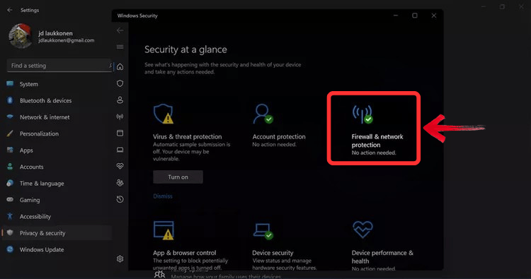 Open Firewall & Network protection