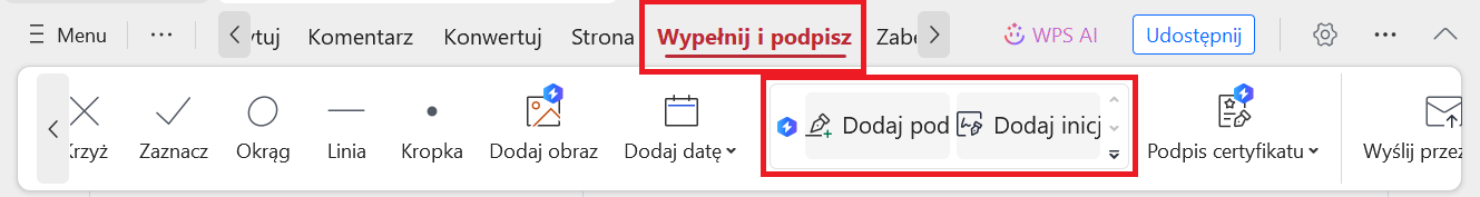 WPS PDF Dodaj podpis