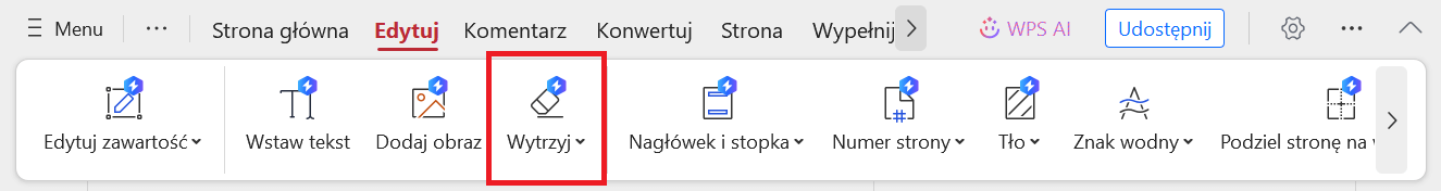 Funkcja Wipe Off w WPS PDF