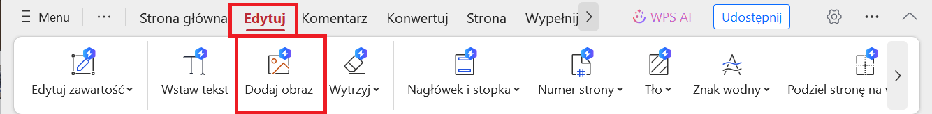 WPS Dodaj narzędzie zdjęcia