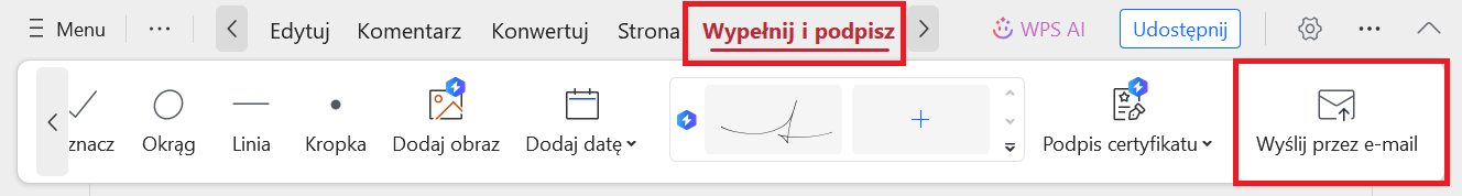  Funkcja Udostępniania za pomocą Email w WPS PDF