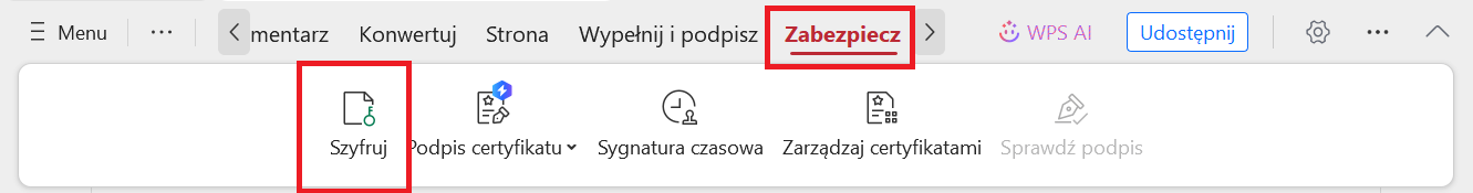 WPS PDF Szyfruj