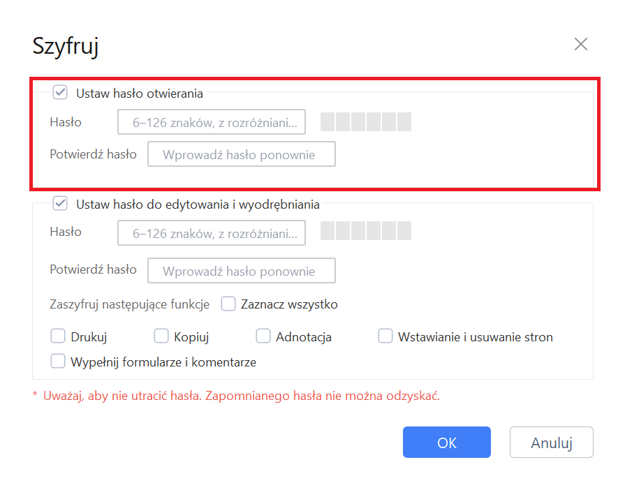 Dodaj hasło, aby kontrolować, kto może wyświetlić PDF