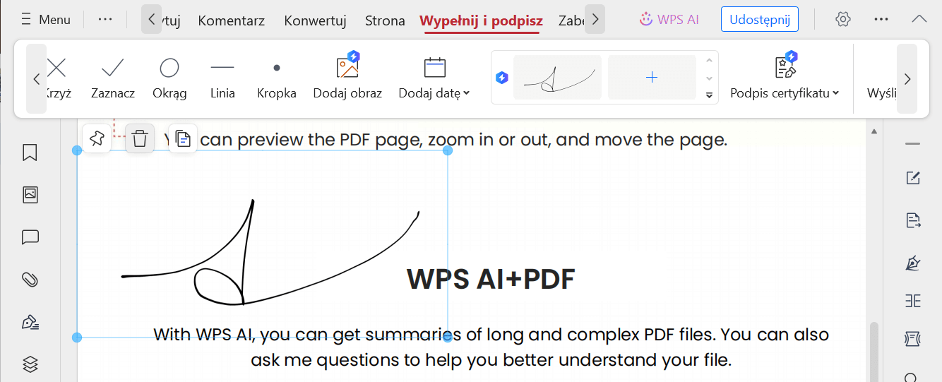 Umieść podpis w PDF