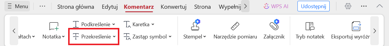 Przekreślenie WPS PDF
