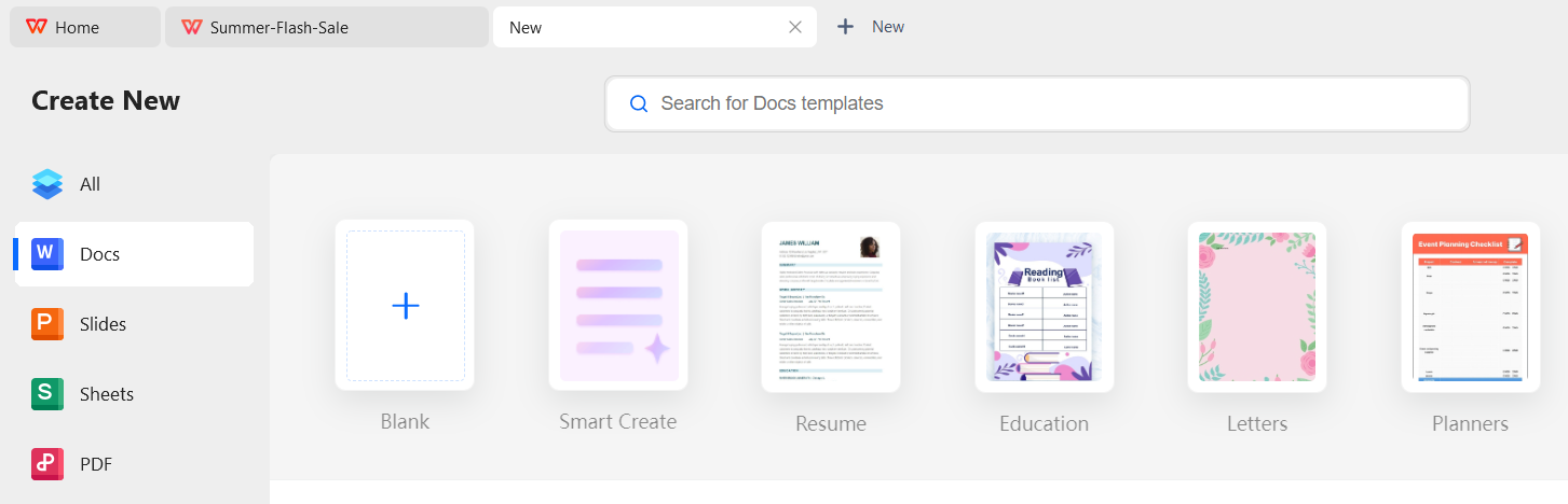 WPS Office home