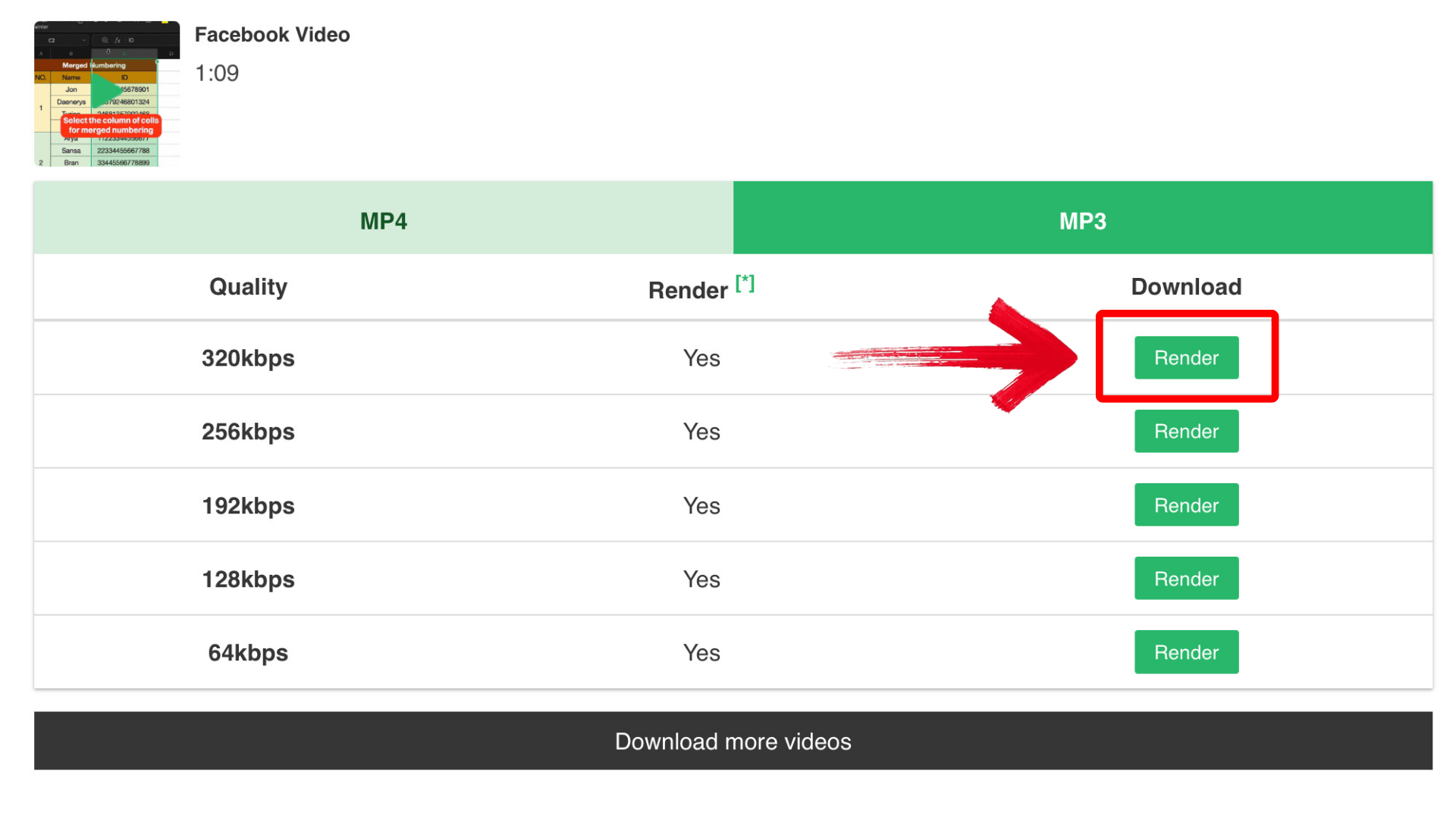 Render MP3 Audio File