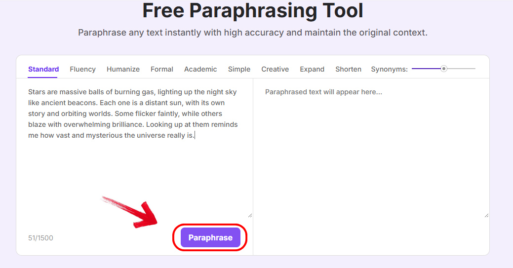 Click paraphrase button