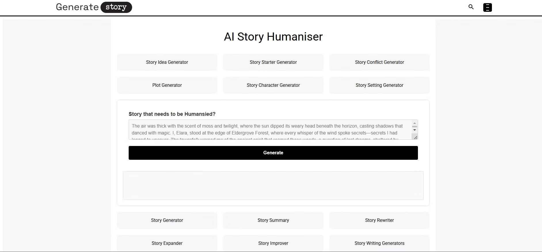 Generate Story Website