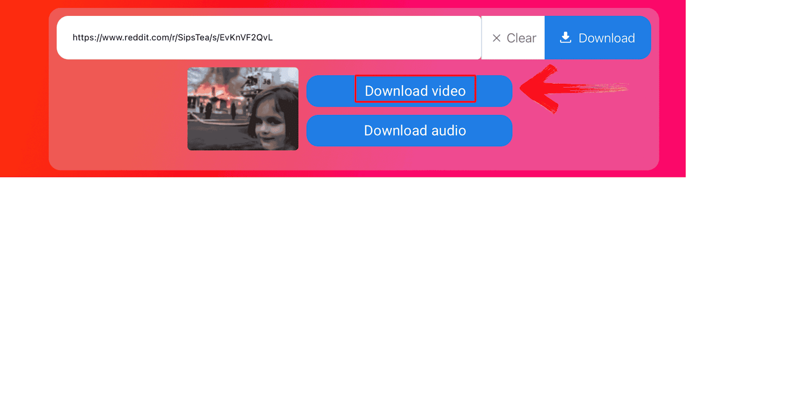 Click Download Video Button