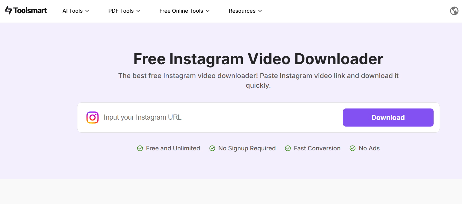 Toolsmart Instagram Video Downloader