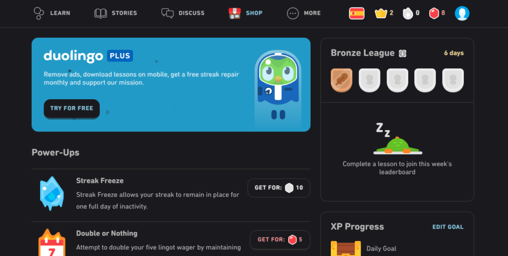duolingo dark mode website