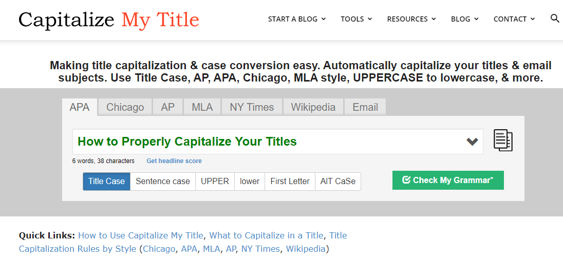 Capitalize My Title Website