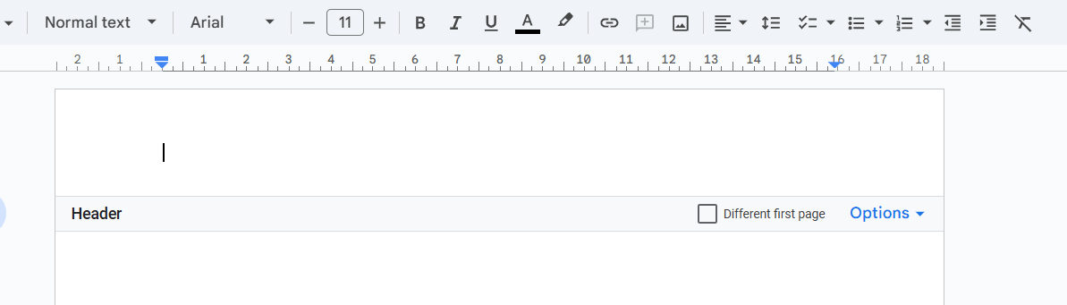 editing space will appear at the top or bottom of your page