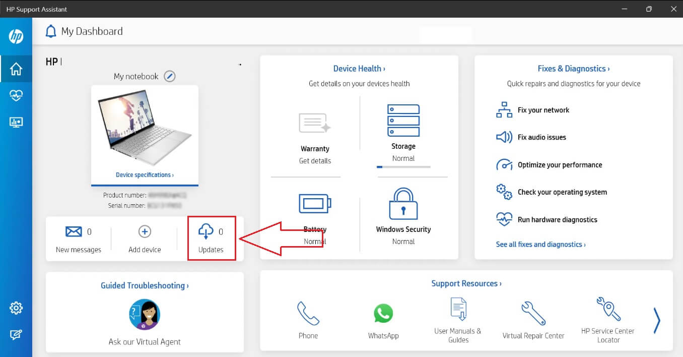 Click on the Updates