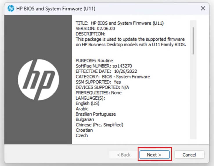 Click the Next button