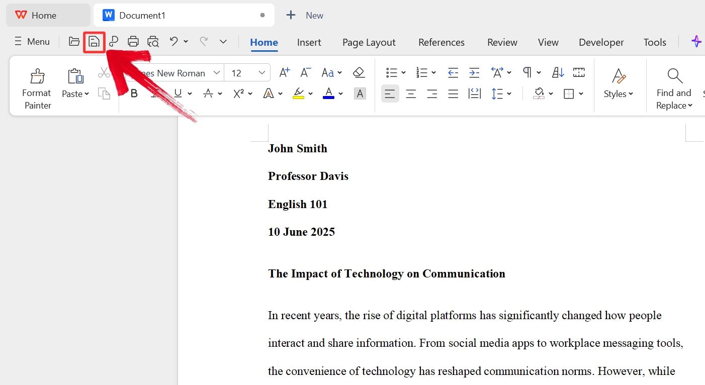 Save Document