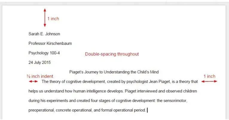 MLA Format Spacing