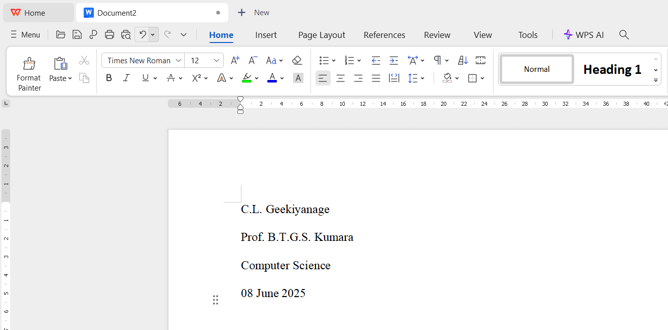 MLA Heading format using WPS Office