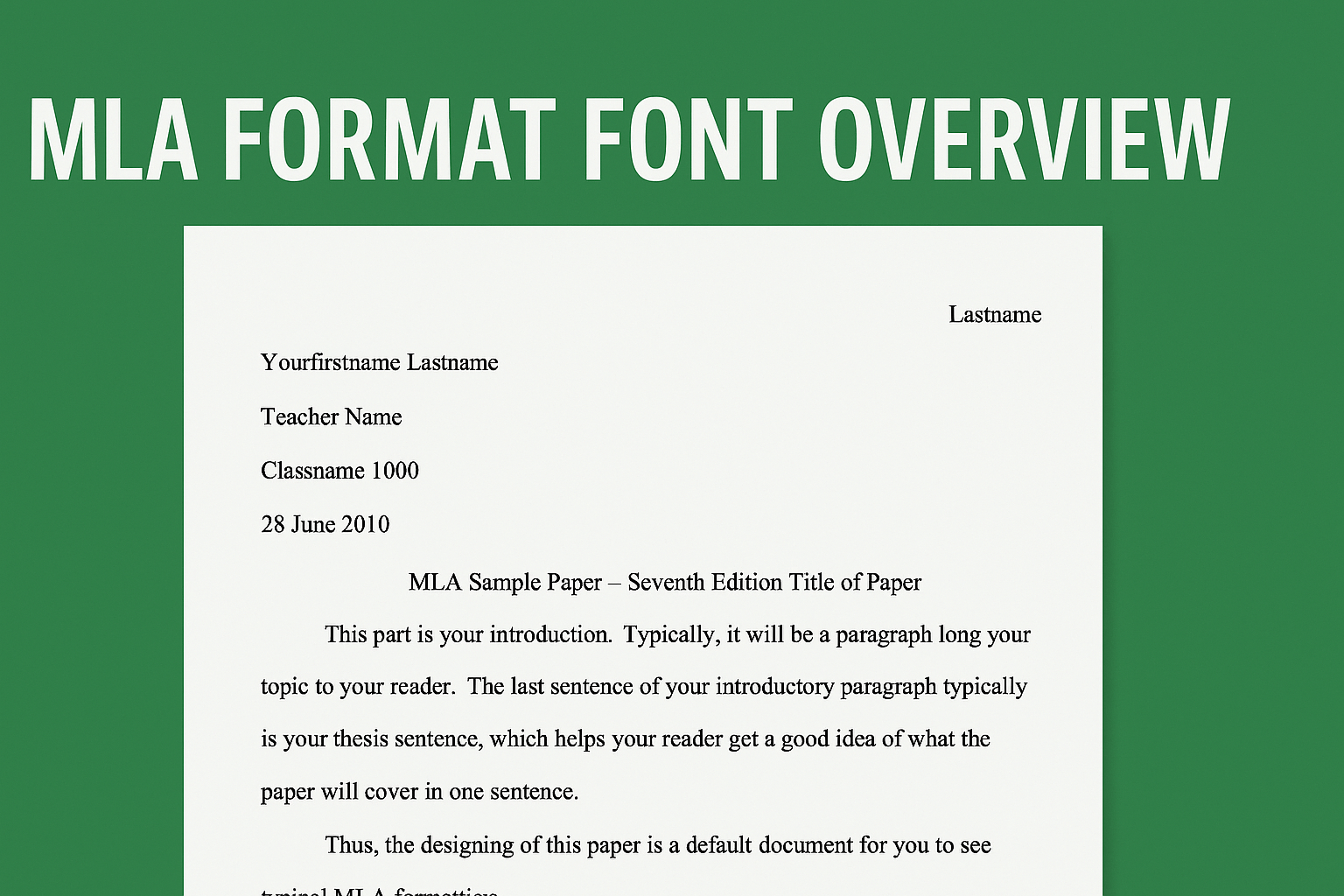 MLA Format Font Overview