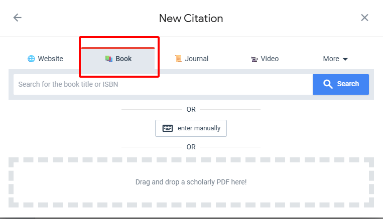 Choose “Book” source type