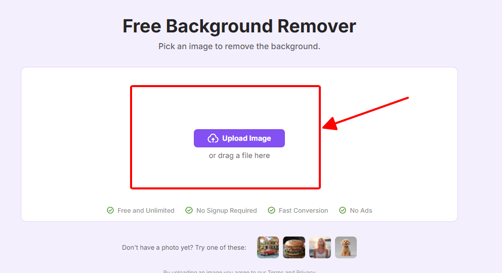 clicking “Upload Image”