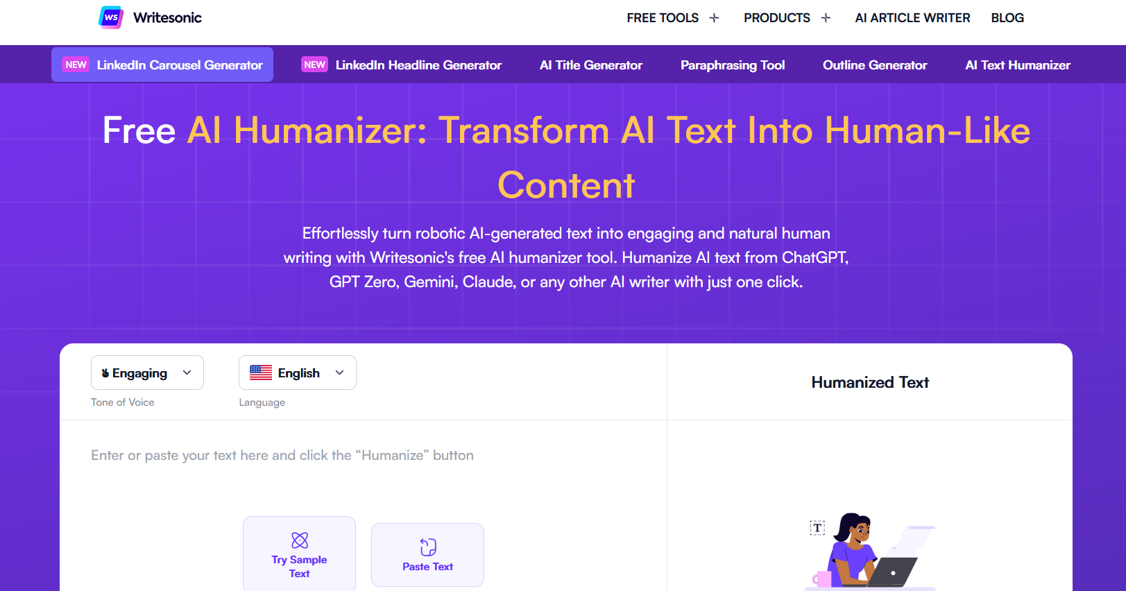 Writesonic's Humanizer Tool