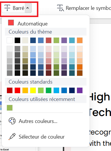 Changer les couleurs de barré