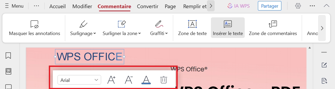 Personnaliser la police du commentaire
