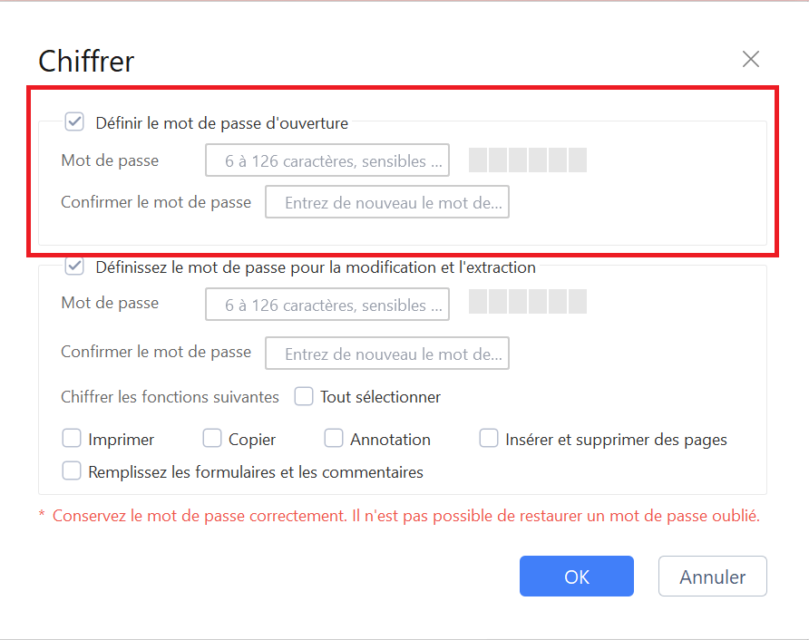Définir un mot de passe pour restreindre l'accès à un PDF
