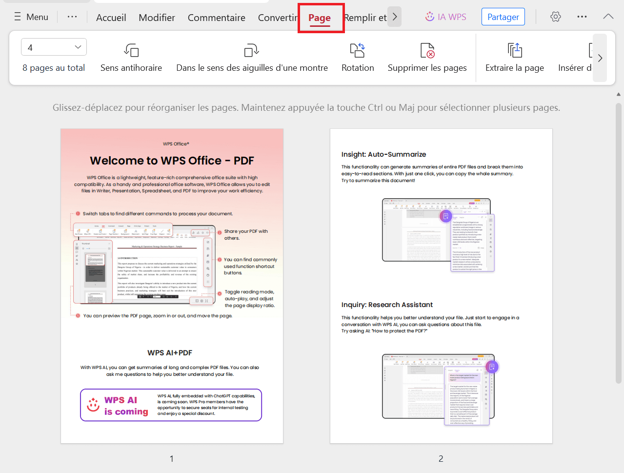 Réorganisation des pages PDF