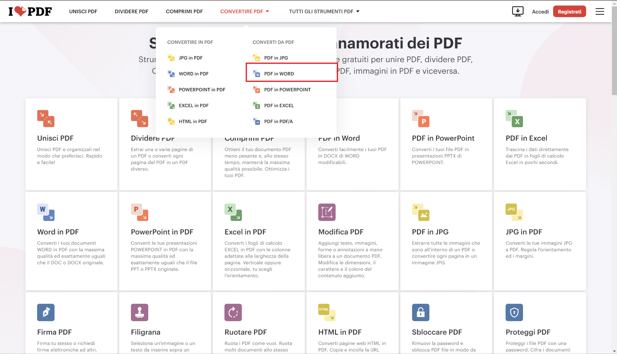 Modi Facili per Convertire PDF in Word Usando iLovePDF