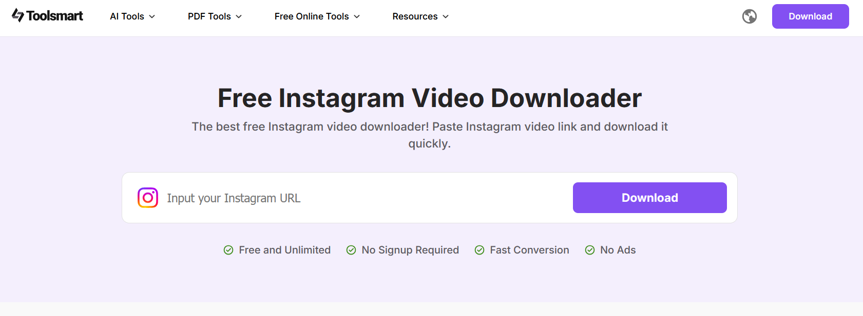 Toolsmart's Instagram Video Downloader