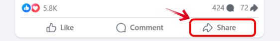 Facebook interface showing where to tap Share